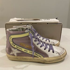 Golden Goose Slide Sneaker in Cinderella Metallic Mesh/Purple Shimmer sz 37 NIB